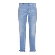 Lichtblauwe Denim Tapered Jeans Brunello Cucinelli , Blue , Heren