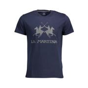 Blauw Ronde Hals Tee met Embleem Print La Martina , Blue , Heren