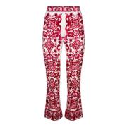 Zijden Majolica Print Broek Dolce & Gabbana , Multicolor , Dames