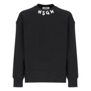 Zwarte Katoenen Sweatshirt met Logo Msgm , Black , Heren