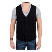 Elegante Zwarte Wollen Casual Vest Costume National , Black , Heren