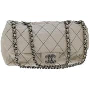 Pre-owned Leather chanel-bags Chanel Vintage , White , Dames