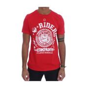 Stijlvol Rood 'Riders' Motief T-Shirt Frankie Morello , Red , Heren