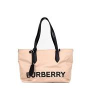 Rose Beige Logo Branded Tote Handtas Burberry , Beige , Dames