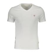 Stijlvol Logo V-hals T-shirt Guess , White , Heren