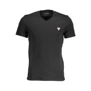 Slim Logo V-Hals T-Shirt in Zwart Guess , Black , Dames