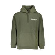 Groene Fleece Hoodie met Logo Print Napapijri , Green , Heren