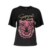 Elegant zwart T-shirt met handtekeningprint Cavalli Class , Black , Da...