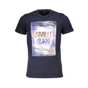 Blauw Katoenen Bedrukt Logo T-Shirt Cavalli Class , Blue , Heren