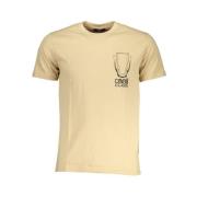 Beige Katoenen Bedrukt Logo T-Shirt Cavalli Class , Beige , Heren