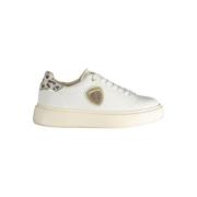 Witte Polyester Sneaker met Veters Blauer , White , Heren