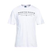 Elegant wit katoenen T-shirt met print North Sails , White , Heren