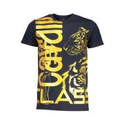 Blauw Katoen Logo Print T-shirt Cavalli Class , Blue , Heren