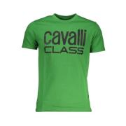 Groen Katoen Logo Print T-Shirt Cavalli Class , Green , Heren