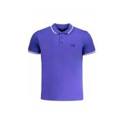 Blauw Katoenen Poloshirt met Borduursel Cavalli Class , Blue , Heren