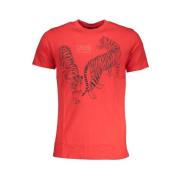 Rode Katoenen Print Logo T-Shirt Cavalli Class , Red , Heren