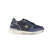 Blauwe Sneakers met Contrasterende Details Blauer , Blue , Heren