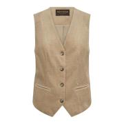 Corduroy Vest Blazer in Tannin MOS Mosh , Beige , Dames