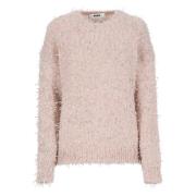 Roze Lurex Crew Neck Sweater Msgm , Pink , Dames