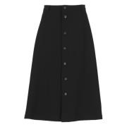 Zwarte Wollen Rok Vrouwen Knopen Zakken Ralph Lauren , Black , Dames