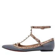 Pre-owned Leather flats Valentino Vintage , Gray , Dames