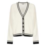 Witte Wol Vest Ronde Hals Trui Msgm , White , Dames