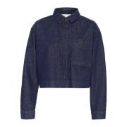 Denim Overhemdblouse met Borstzak Saint Tropez , Blue , Dames