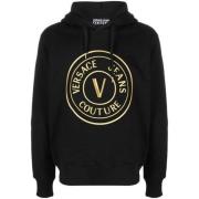 Zwarte Hoodie Stijlvol Casual Luxe Versace Jeans Couture , Black , Her...