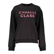 Geborsteld Sweatshirt met Print Cavalli Class , Black , Dames