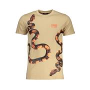 Beige Katoenen Logo Print T-shirt Cavalli Class , Beige , Heren