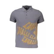 Grijs Katoenen Polo met Klassieke Print Cavalli Class , Gray , Heren