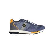 Blauwe Vetersneakers met Contrasterende Details Blauer , Blue , Heren