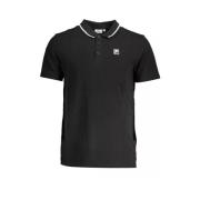 Elegant Zwart Katoenen Polo met Contrastdetails Fila , Black , Heren