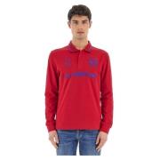 Rood Katoenen Poloshirt met Blauw Logo La Martina , Red , Heren