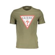 Slank Biologisch Katoenen T-Shirt Mannen Guess , Green , Heren