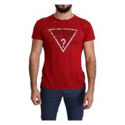 Rood Katoenen Stretch T-Shirt Guess , Red , Heren