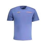 Blauw Katoenen T-Shirt met Zak K-Way , Blue , Heren