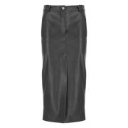 Zwarte Synthetisch Leren Rok met Split Zakken Pinko , Black , Dames