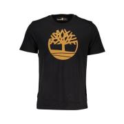 Zwart Katoenen T-shirt met Print Timberland , Black , Heren