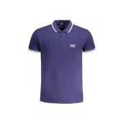 Blauw Katoenen Poloshirt met Borduursel Cavalli Class , Blue , Heren