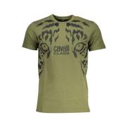 Groene Katoenen Logo Print T-shirt Cavalli Class , Green , Heren