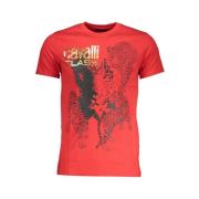 Rood Katoen Logo Print T-Shirt Cavalli Class , Red , Heren