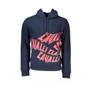 Blauw sweatshirt met capuchon en verfijnde print Cavalli Class , Blue ...