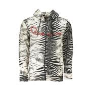 Stijlvol wit capuchontrui met uniek patroon Cavalli Class , Multicolor...