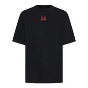 Zwarte Katoenen Logo Print T-shirt 44 Label Group , Black , Heren