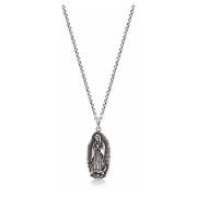 Mens Silver Necklace with Our Lady of Guadalupe Pendant Nialaya , Gray...