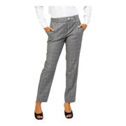 Grijze Geruite Straight Fit Broek Boss , Gray , Dames