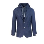 Blauwe Jas met Capuchon Regular Fit Eleventy , Blue , Heren