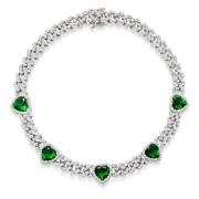 Womens Crystal Embellished Choker with Green Hearts Nialaya , Gray , D...