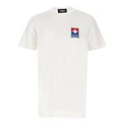 Witte Katoenen Logo T-shirt Ronde Hals Korte Mouw Dsquared2 , White , ...